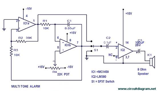 DIY Simple Multitone Alarm - Circuit Scheme
