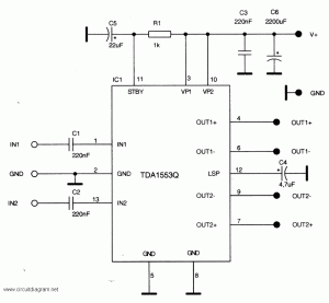 2 x 22W Stereo Car Audio Amplifier