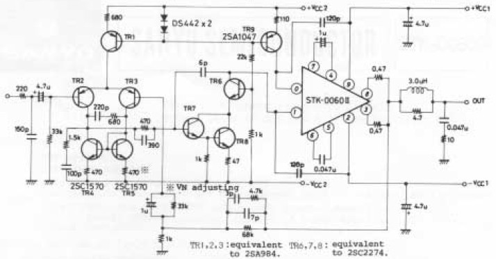 60W AF Amplifier With STK-0060II - Circuit Scheme