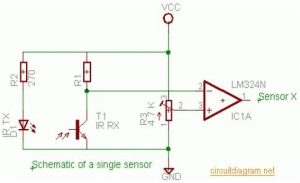 ATmega16 Line Follower Robot - IR robot sensor circuit