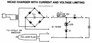 NiCAD Battery Charger circuit with Current and Voltage Limiting