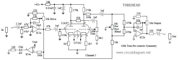 Tubehead Pre-amp Circuit Diagram - Circuit Schematic