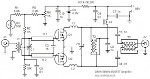 50MHz 300W MOSFET Linear Amplifier Diagram