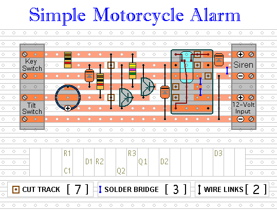 Easy Build Motorcycle Alarm - Circuit Scheme