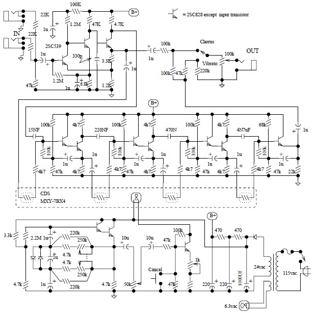 UniVibe Pedal - Circuit Scheme