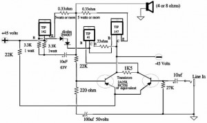150W Power Amplifier Circuit Diagram