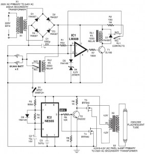 Automatic Switching-on Emergency Light Circuit Diagram