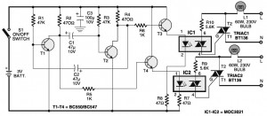 Portable 230V lamp flasher circuit diagram