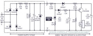 Power Supply Failure Alarm Circuit Diagram