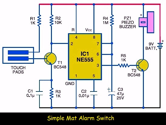 Simple Mat Alarm Switch - Circuit Scheme