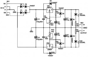 Adjustable Symmetric Power Supply Schematic Diagram