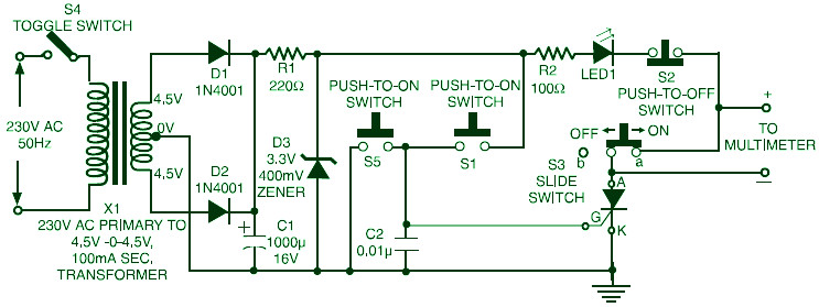 Triac, SCR, Transistor Tester - Circuit Scheme