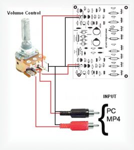 400W RMS Stereo Power Amplifier Input Connection with Volume Control