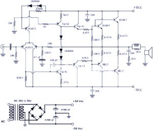 200W Power Amplifier Circuit Schematic
