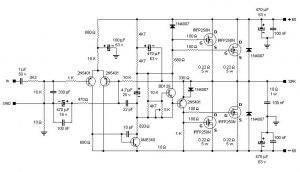200W MOSFET Amplifier based IRFP250N - Circuit Scheme
