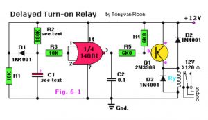 Delayed Turn-on Relay Schematic Diagram