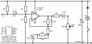 Stereo Electret Mic Preamplifier Circuit