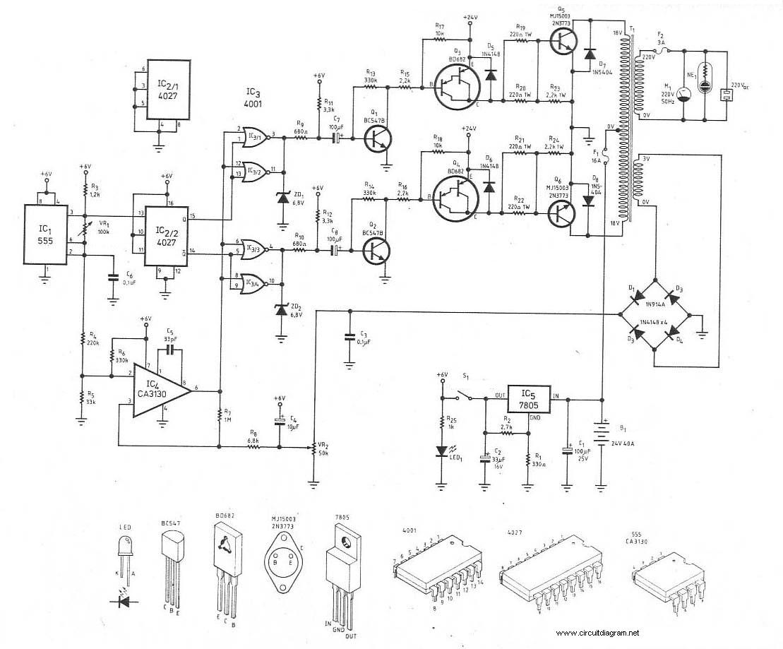 300Watt Inverter  DC  24V to AC 220V Circuit  Scheme