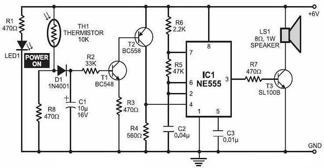 Simple Fire Alarm With Thermistor And Ne555