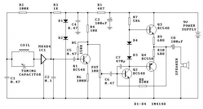 AM Radio Receiver Circuit Electronic - Circuit Schematic