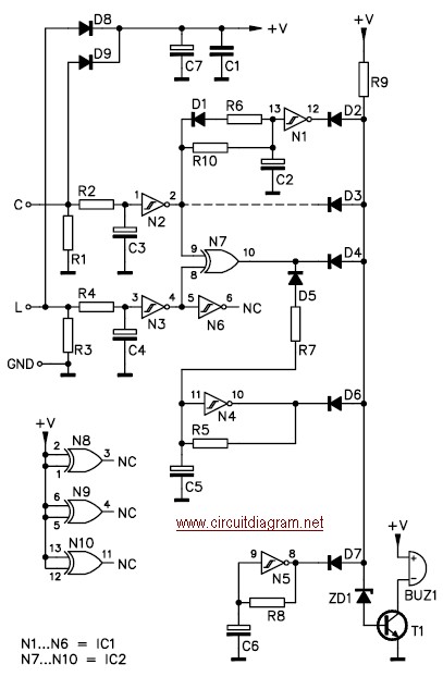 Car Headlight Alarm - Circuit Scheme wiring two schematics diagram 