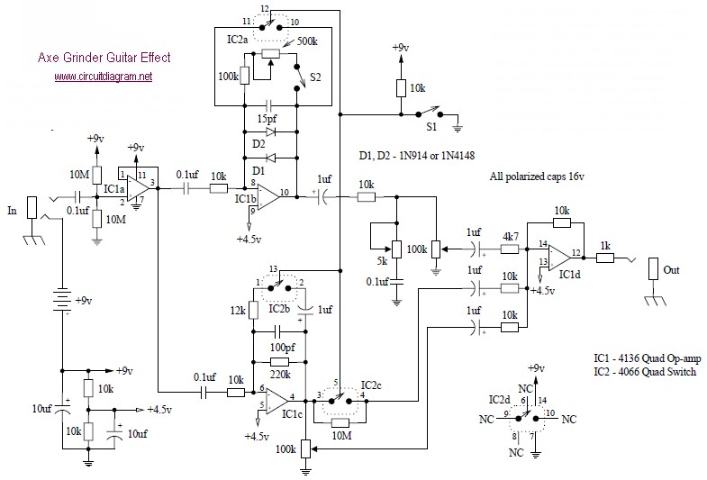 Axe Grinder Electric Guitar Effect - Circuit Scheme
