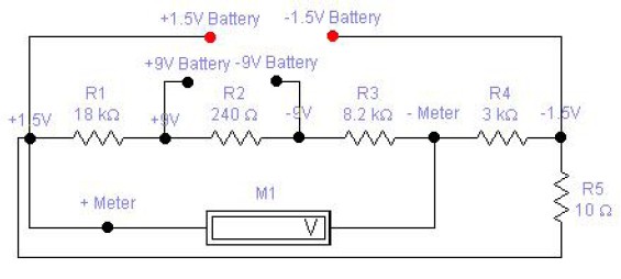 1.5V and 9V Battery Tester - Circuit Scheme