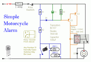 DIY Motorcycle Alarm Tags - Circuit Schematic Diagram