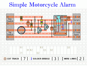 Easy build motocycle alarm component layout