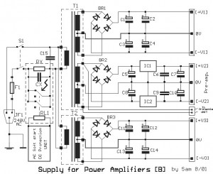 Power supply for 65W Power Amplifier circuit using HEXFET