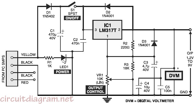 Variable Power Supply s Circuit Schematic Diagram