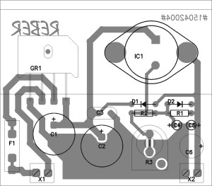 Components placement for variable power supply lm338k