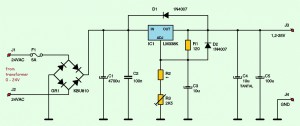 Variable power supply using lm338k