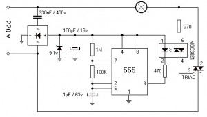 220V 800W Lamp Flasher Circuit Diagram