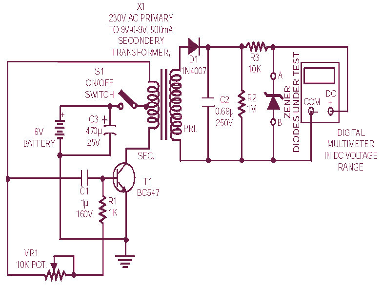 Diode Zener Tester - Circuit Scheme