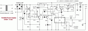 0-60V / 0-2A Variable Power Supply Circuit Diagram