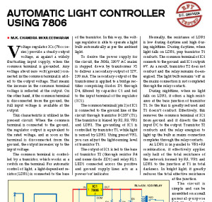 Automatic Light Controller Circuit Project