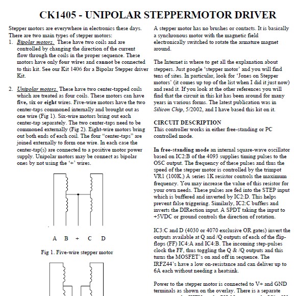 PDF Manual Unipolar Stepper Motor Driver