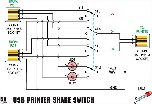 Konsultere bue filter USB Printer Switch Circuit Diagram - Circuit Schematic
