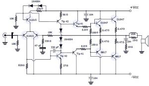 400W RMS Stereo Power Amplifier Schematic