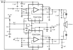 300W RMS Stereo Power Amplifier Circuit Schematic